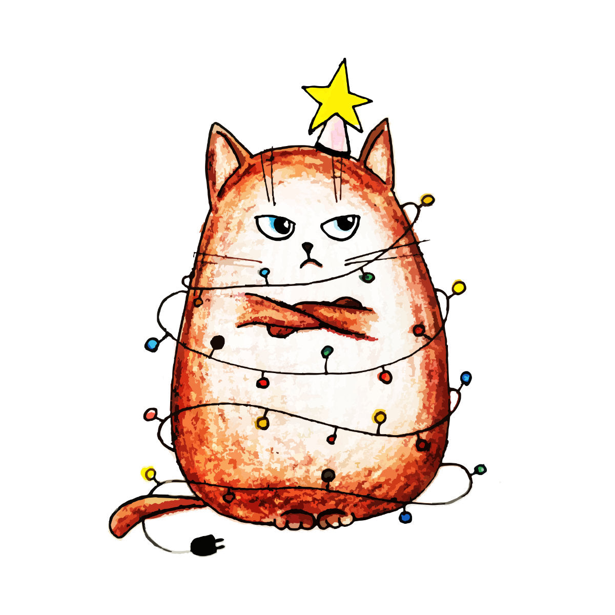 Biały UNISEX T-shirt Zły kot