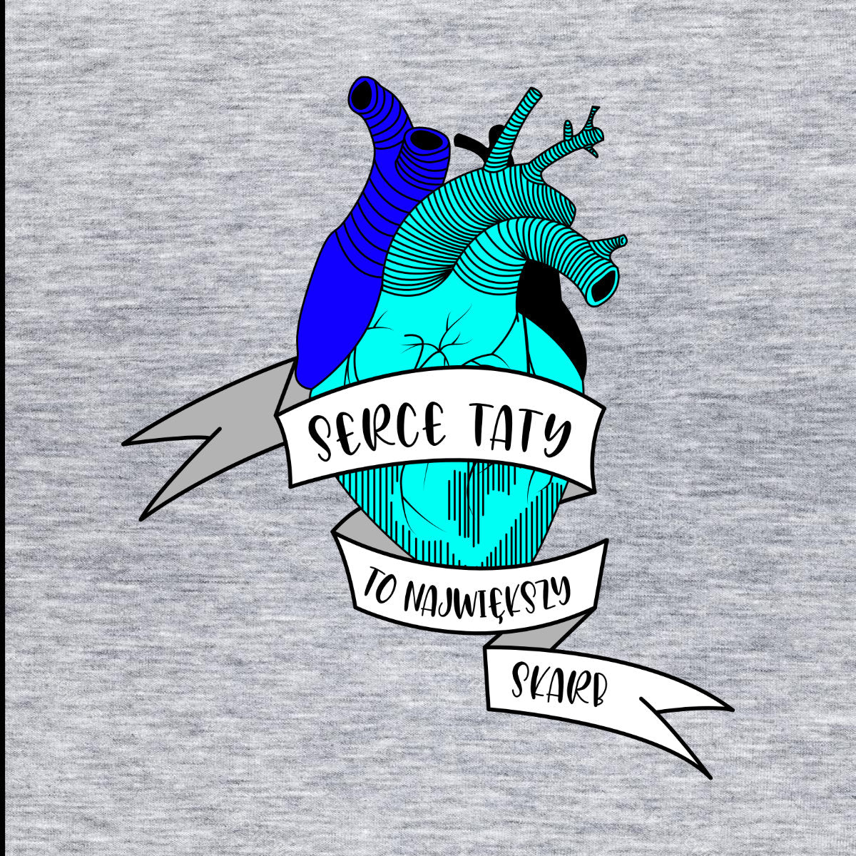 Szary Melanżowy UNISEX T-shirt Serce taty