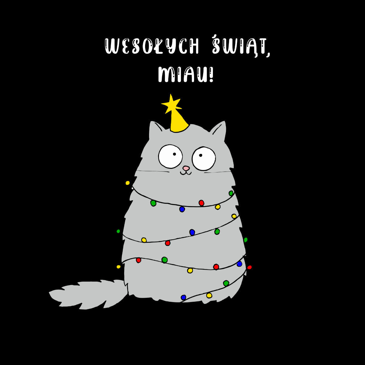 UNISEX Czarna bluza Wesołych Świąt, Miau
