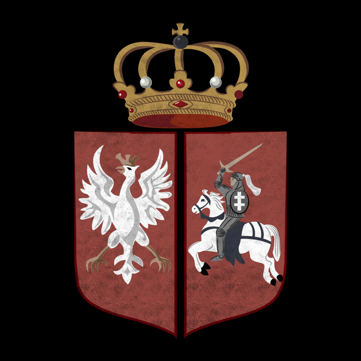 Czarny UNISEX T-shirt Herb powstańczy