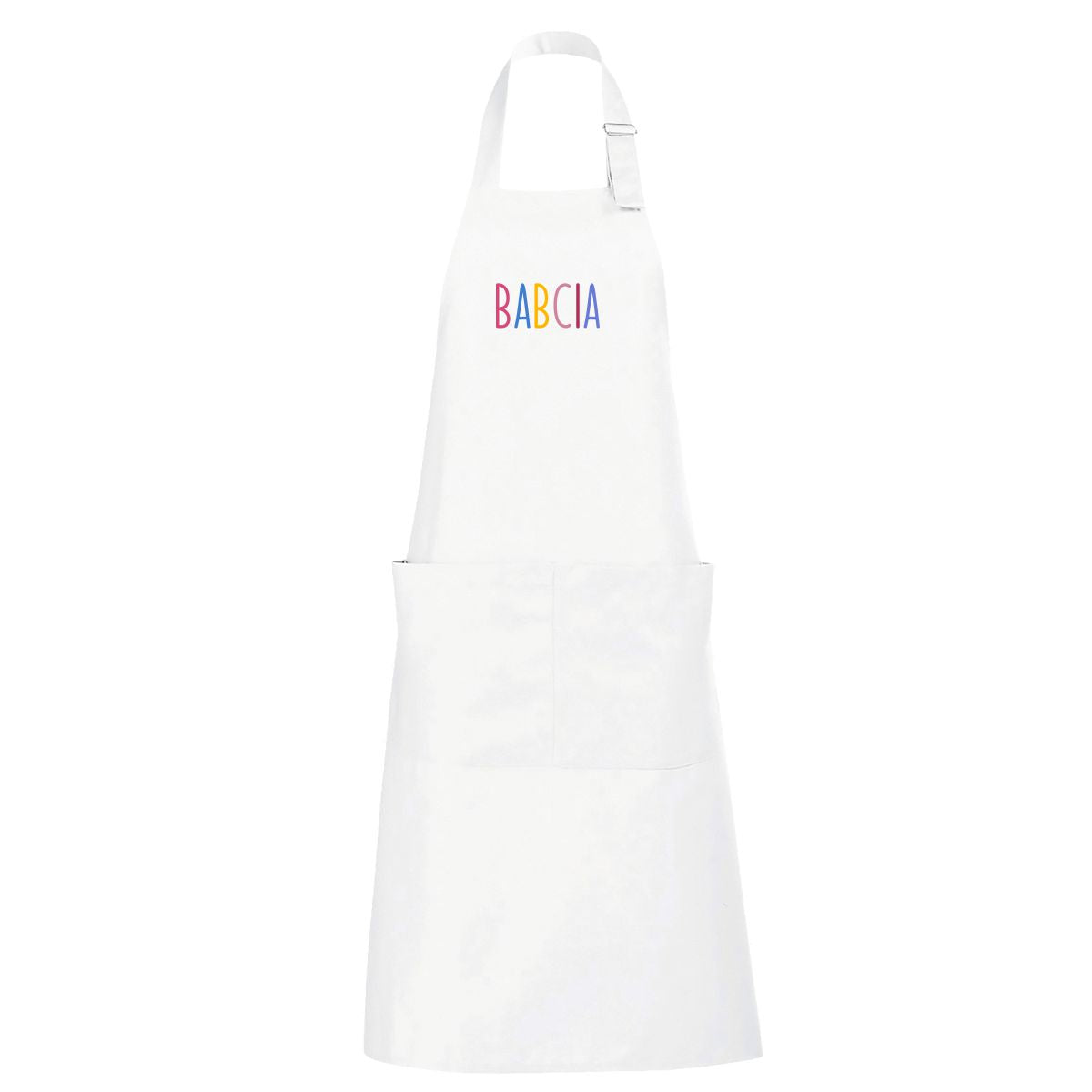Biały fartuch z kieszeniami Babcia