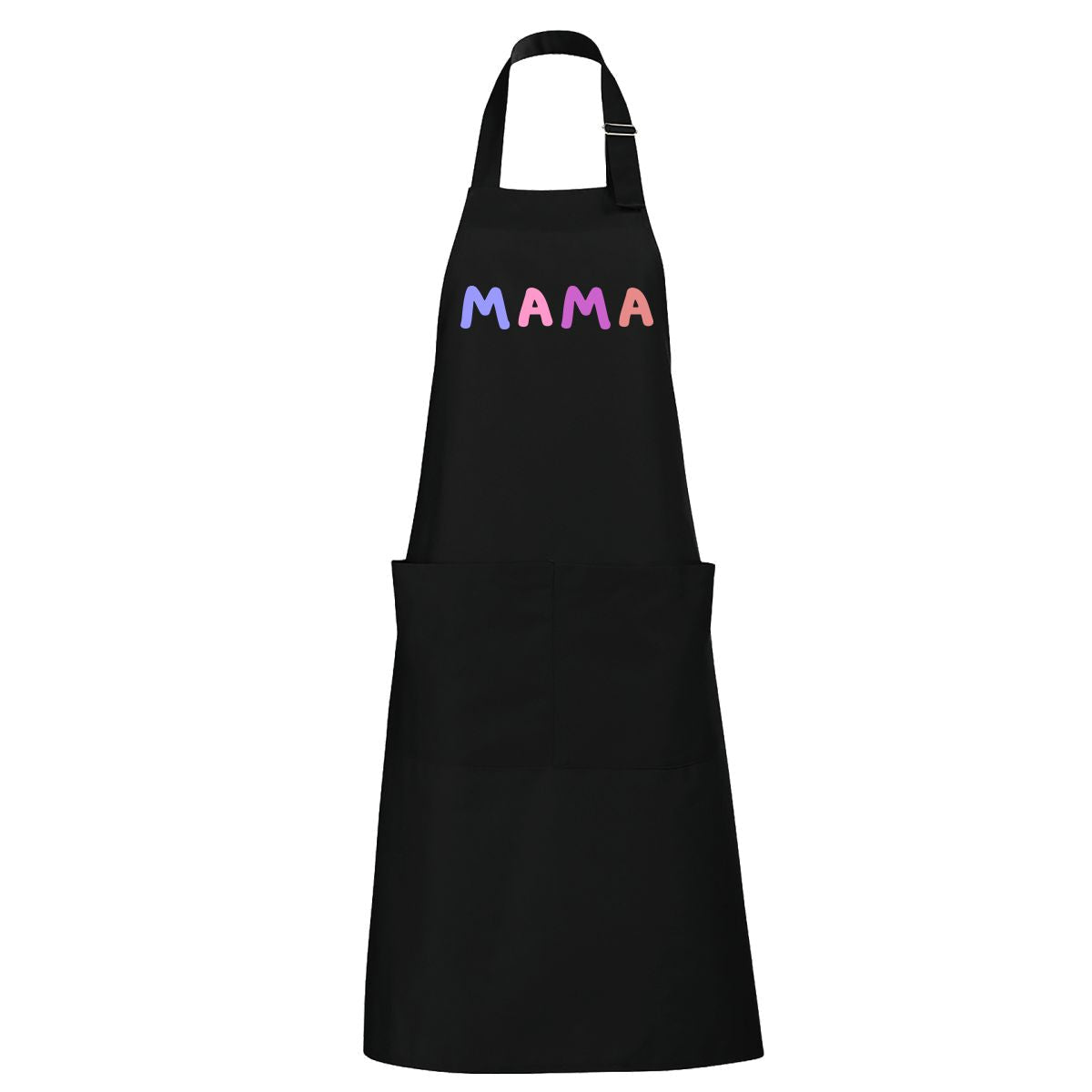 Czarny długi fartuch z kieszeniami Mama