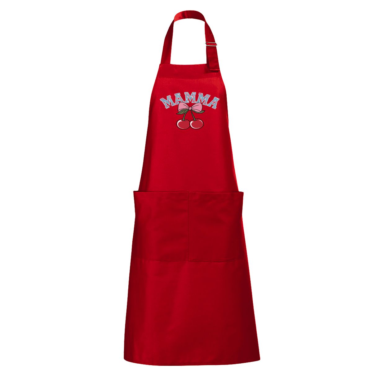 Sarkans garš priekšauts Mamma ķirsis