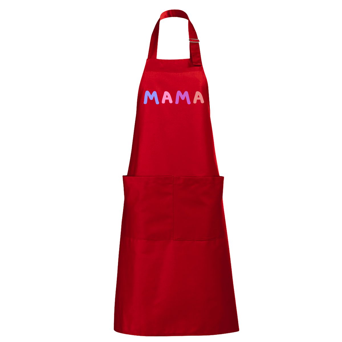 Czerwony długi fartuch z kieszeniami Mama