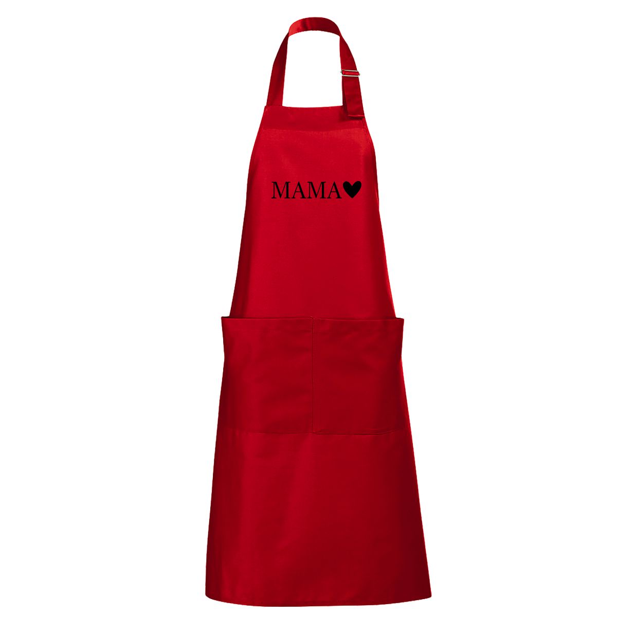 Czerwony długi fartuch z kieszeniami Minimalistyczna mama