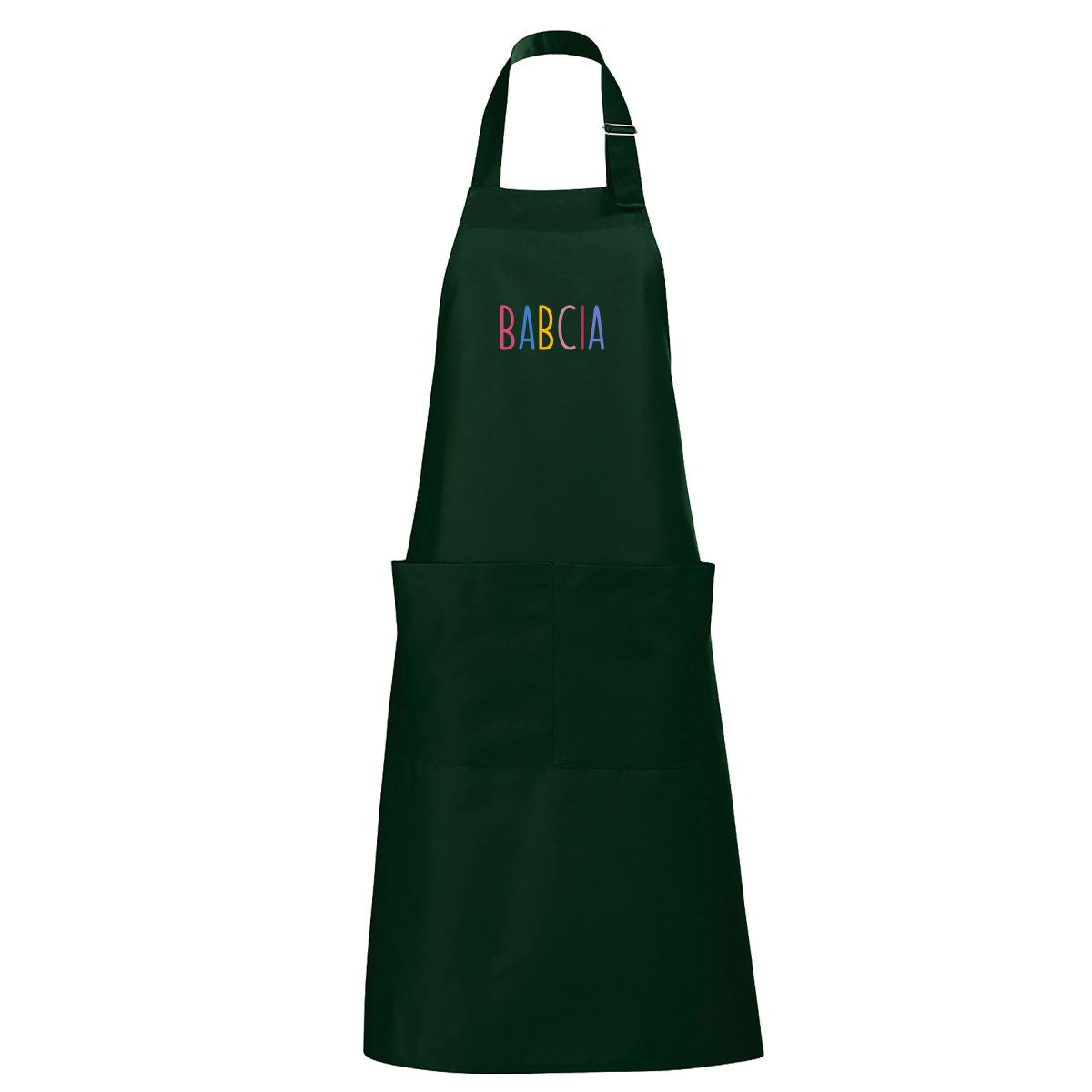 Ciemnozielony fartuch z kieszeniami Babcia