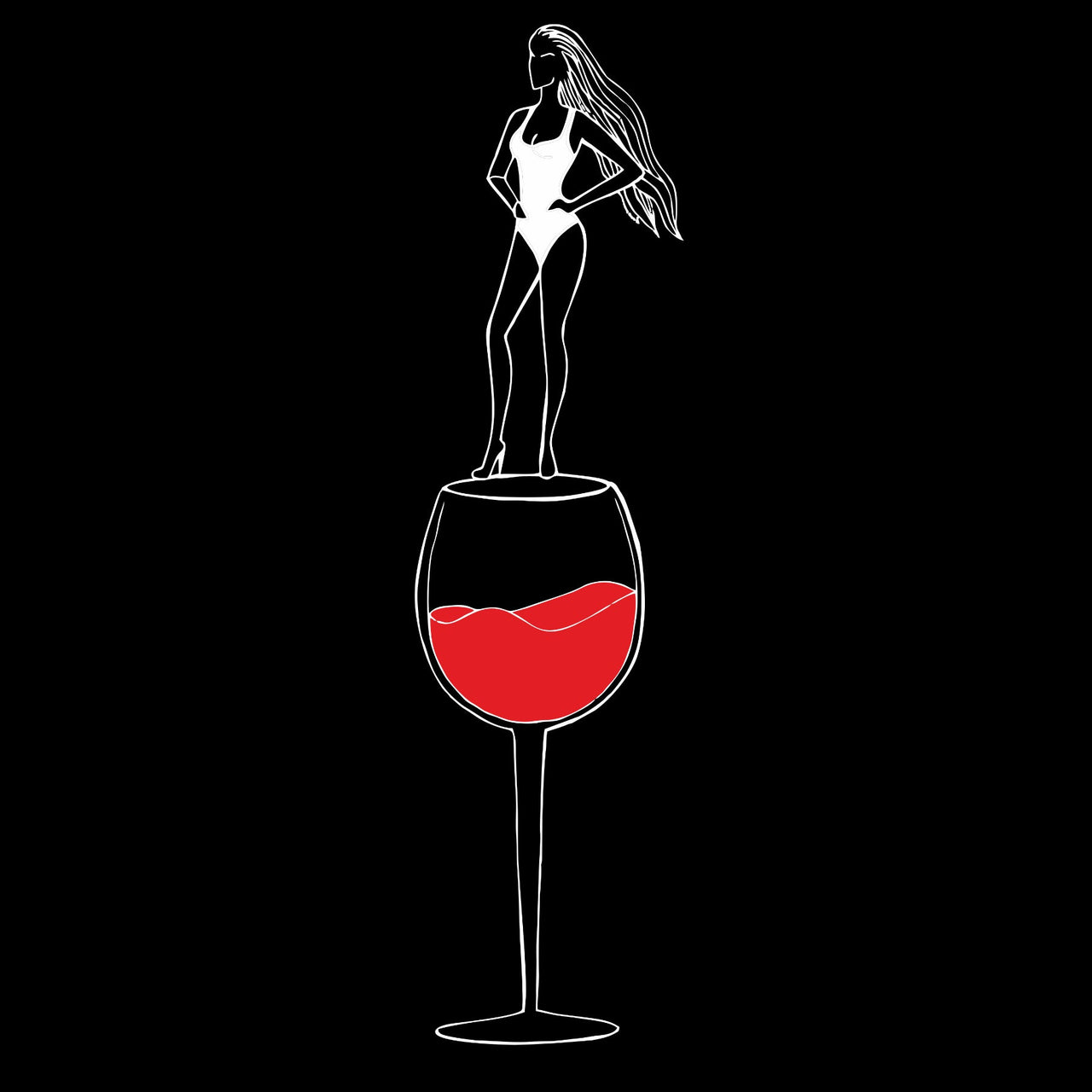 Black T-shirt Wine Lady
