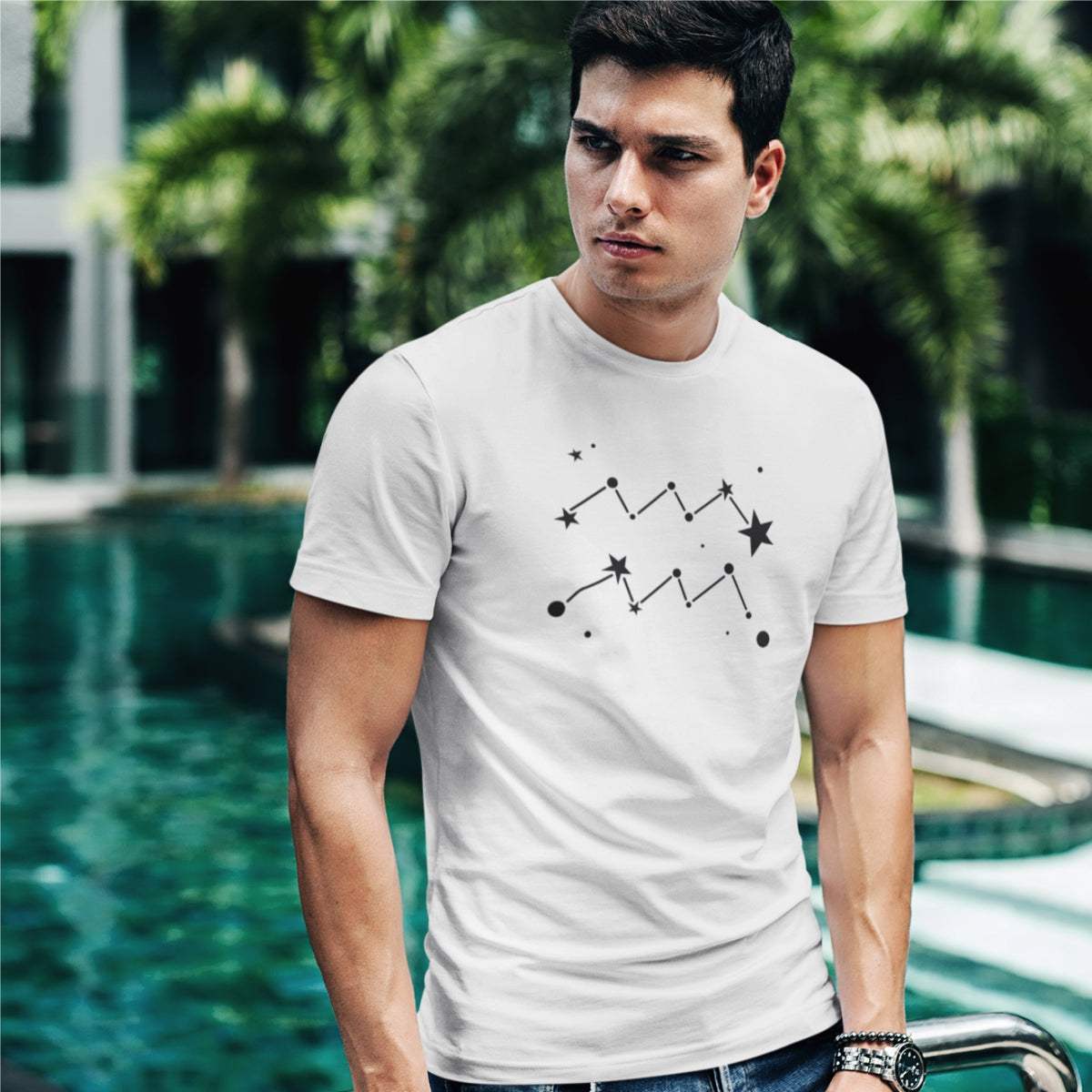 Valge UNISEX T-särk Tähtkuju Veevalaja
