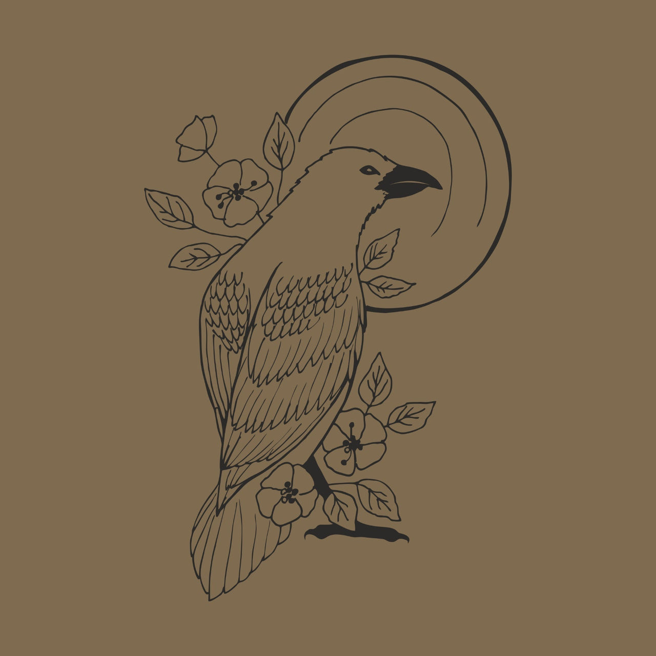 Khaki värvi Crow T-särk (UNISEX T-särk)