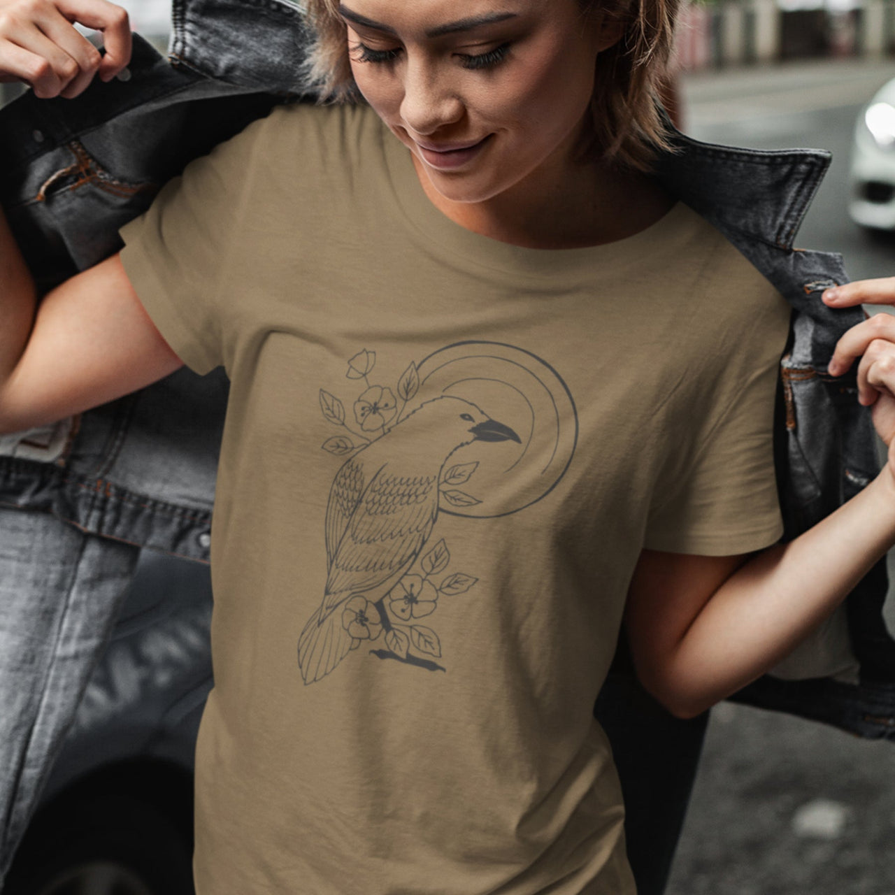 Khaki värvi Crow T-särk (UNISEX T-särk)