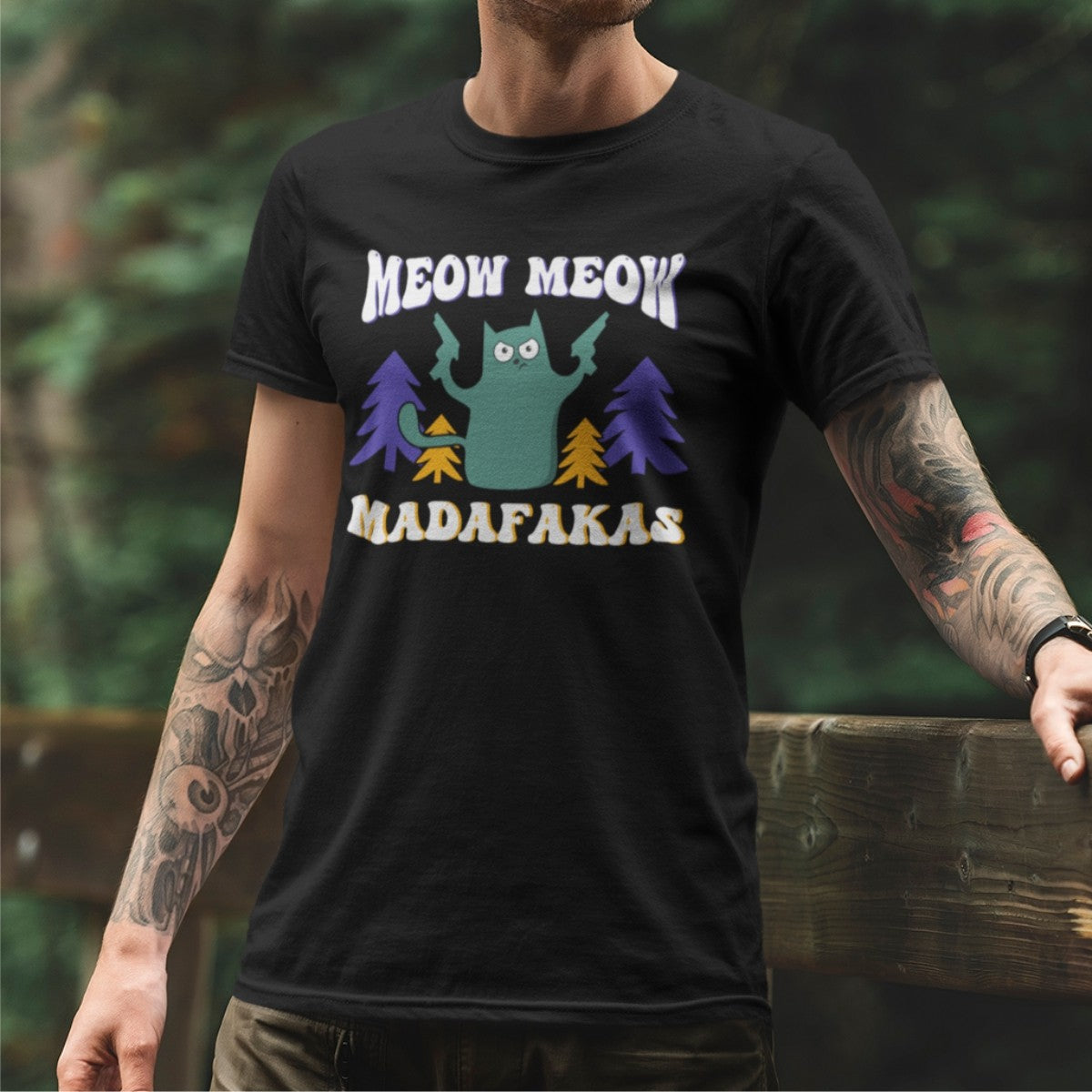 Czarna UNISEX T-shirt Meow Meow Nowy