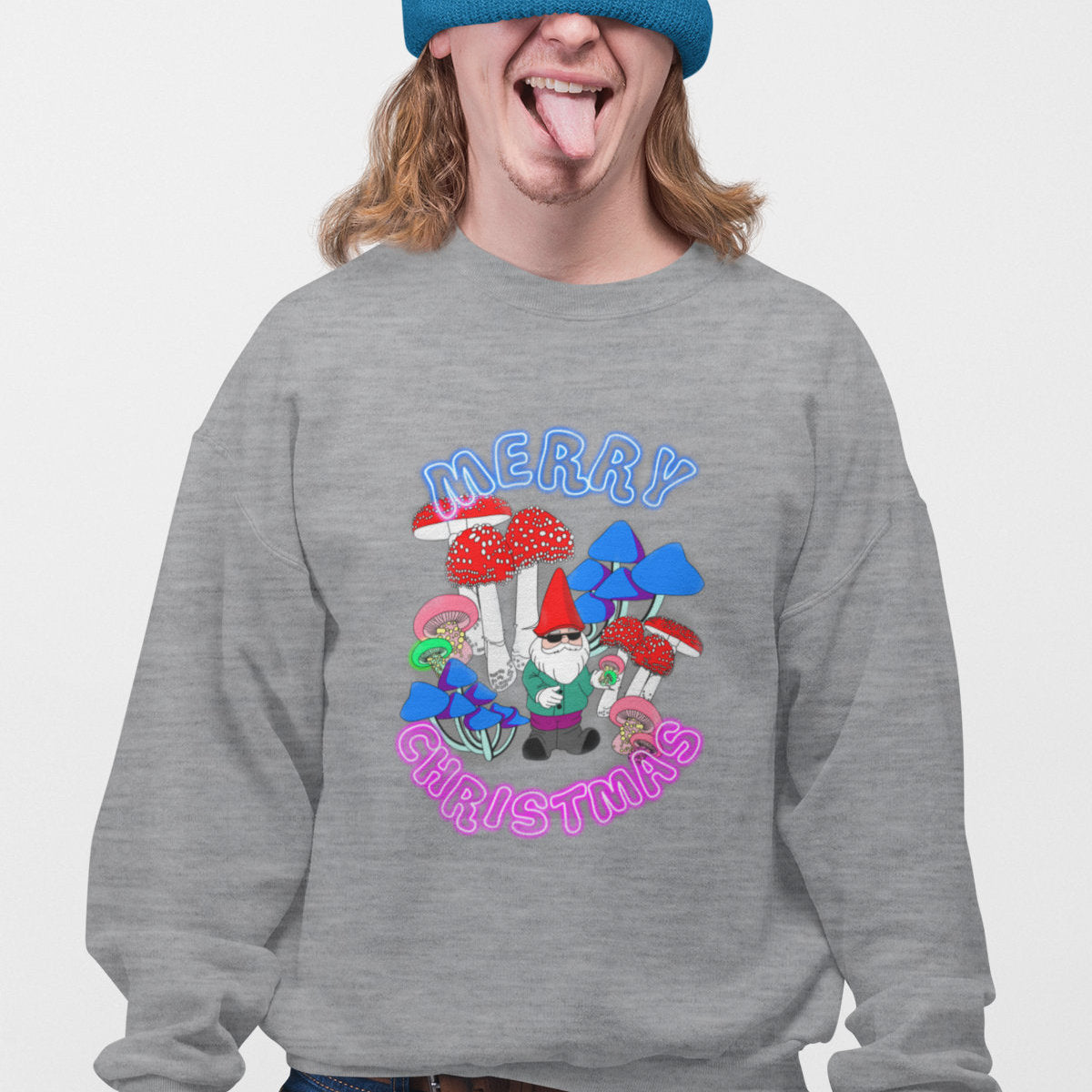 Melange grey Sweatshirt Neon Christmas